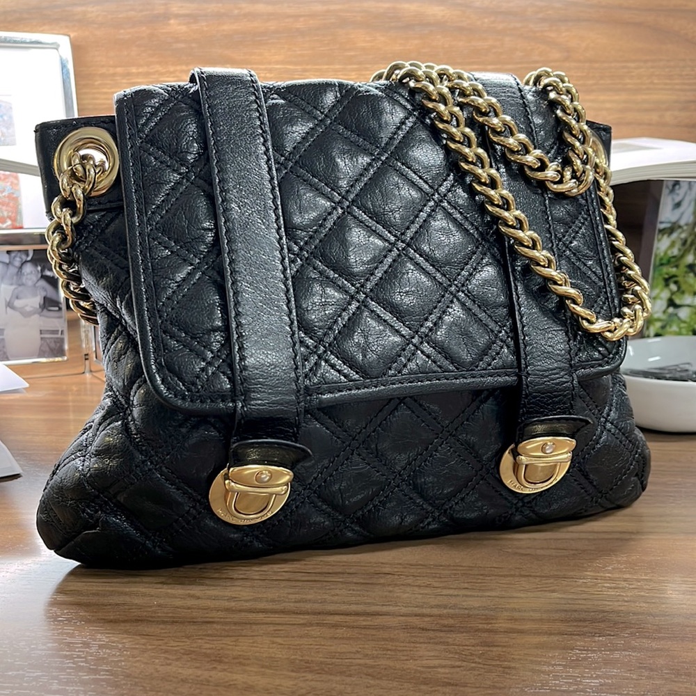 Marc Jacobs | Black Leather Quilted Shoulder Bag